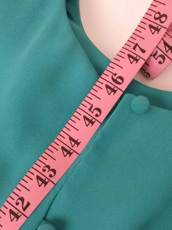 Regina Bianca Vintage 80s Teal Formal Gown Pearl Beaded Cuffs Size 14 - Picture 11 of 12